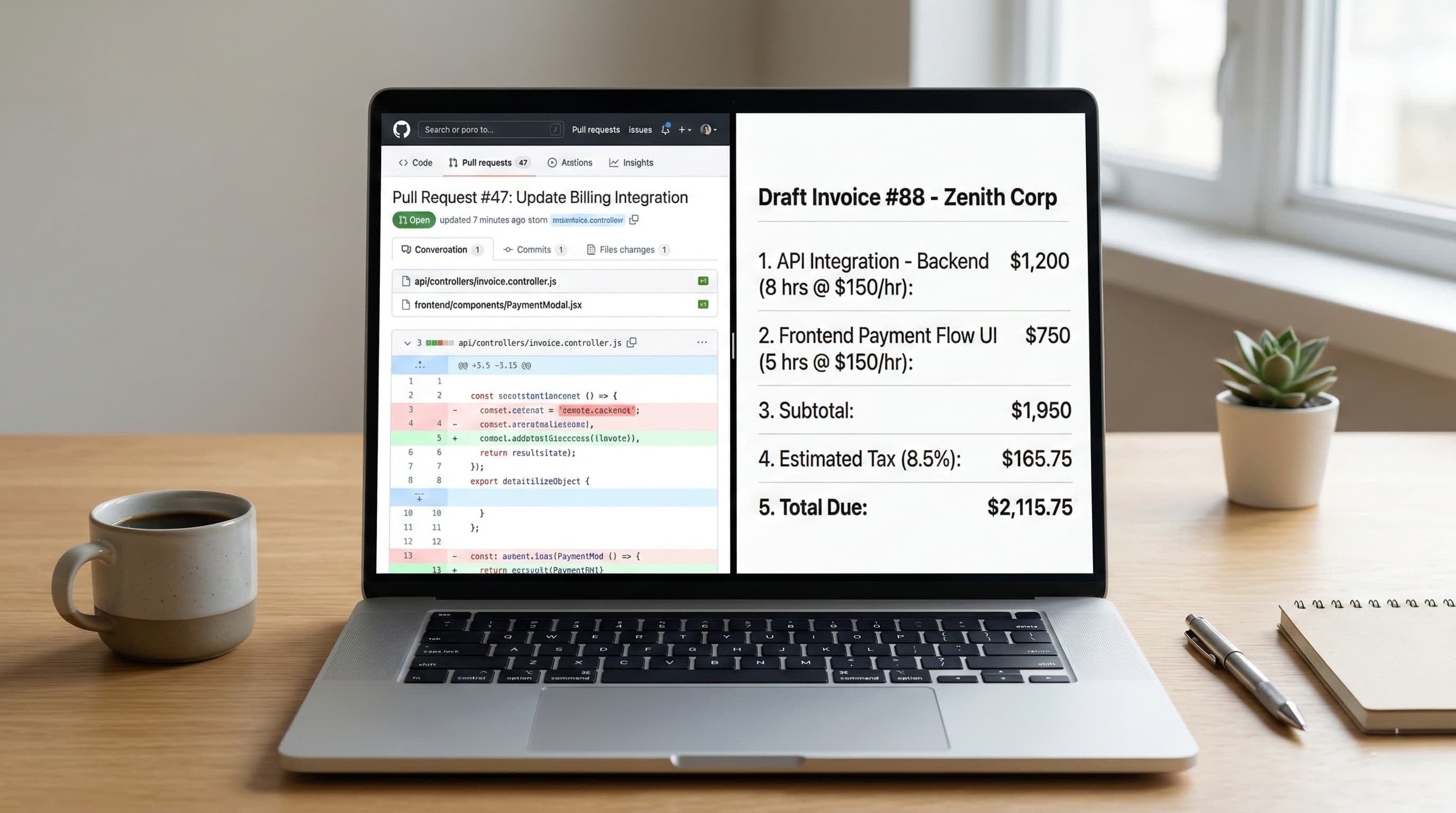 From merged PR to client-ready line items in 90 seconds